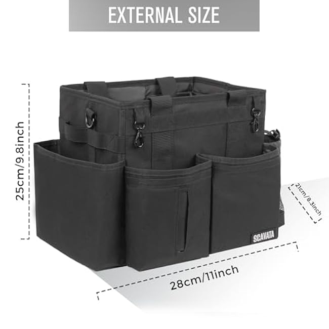Small Compact Cleaning Caddy Tool Organizer Bag Black for Housekeepers