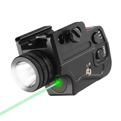 550 Lumens Tactical Flashlight with Green Beam and Gunlight,Magnetic Charging Laser Flashlight Combo fits with Standard Picatinny-Rail for Handgun/Pistol/Glock