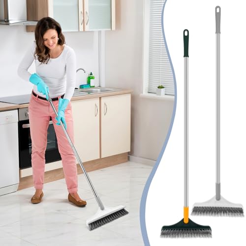 SMASOLO 調節可能字型地ブラシ 長柄付き隙間掃除ブラシ 浴室 キッチン 屋外床対応 硬質床 ル用 水垢 汚れ除去に