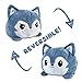 TeeTurtle - The Original Reversible Wolf Plushie - Gray - Cute Sensory Fidget Stuffed Animals That Show Your Mood