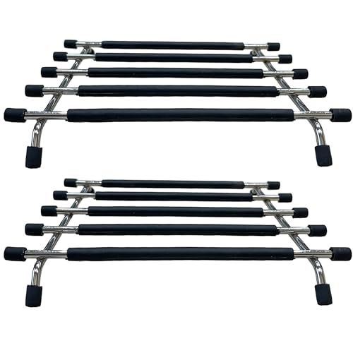 4All Kitchen Trivet Stand Heat Resistant Anti Slip Worktop Protector Stainless Steel Stand For Hot Pans (Black, Pack of 2)