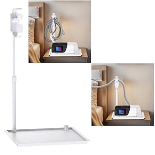 Retractable CPAP Hose Holder for Bed - Adjustable Tube Hanger with Nightstand CPAP Machine Tray, Organizes Mask & Accessories, Compact Design