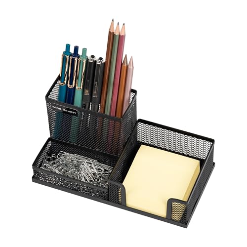 Image of Mind Reader MEMORG2-BLK 2 Piece Mesh Memo Cup, Pen, Pencil, Paperclip, Thumbtack Holder, Office Supplies Storage Organizer, Sticky Notes, Index Cards, Black