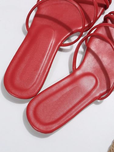 GORGLITTER Women's Strappy Flat Sandals Cute Dressy Open Toe Slip on Slide Sandals3