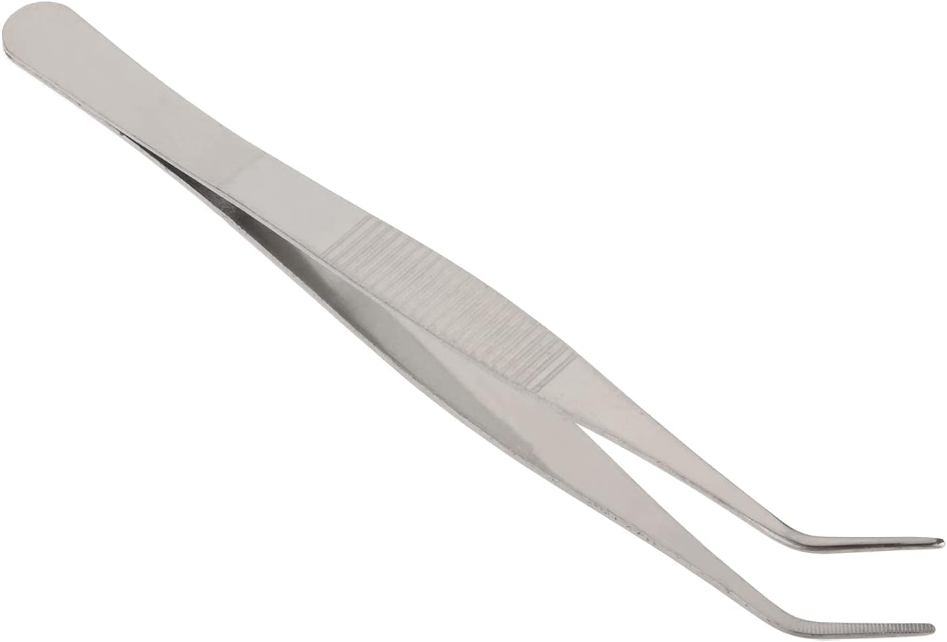 Auniwaig Stainless Steel Tweezers, Precision Tweezers, 160mm Lenght Curved Tip Stainless Steel Tweezers with Curved Serrated Tip