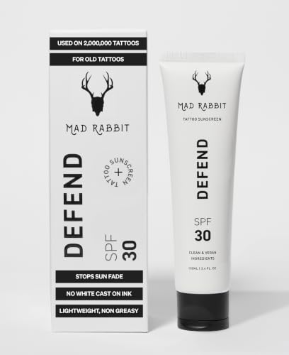 Mad Rabbit Defend Tattoo Sunscreen, SPF 30, Mineral Lotion, 100 mL