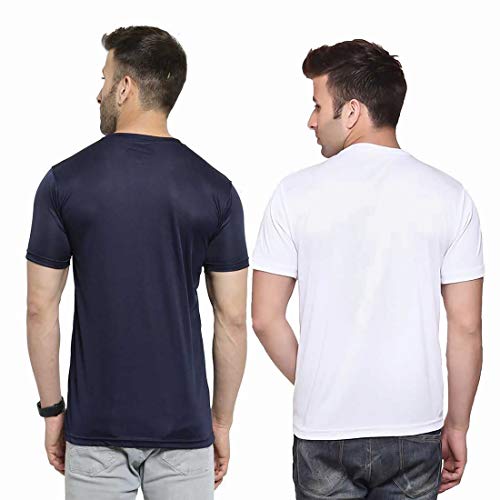 Image of TQH Men Dri Fit Polyester Half Sleeve Round Neck Multicolor t Shirts - Combo Set of 2
