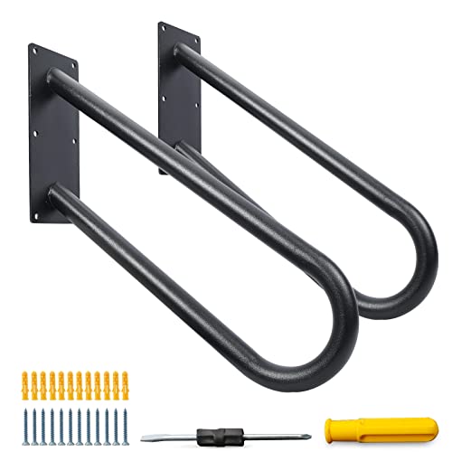 Handrails For Outdoor Steps,U-Shape,3 Step Handrail For 1-3 Step Stairs,Wrought Iron Handrail Stair Rail,Wall Mounted Hand Railings For Stairs Rail,Porch Step,Indoor,Outdoor,Black,24 Inch,2 Pack #TOP7