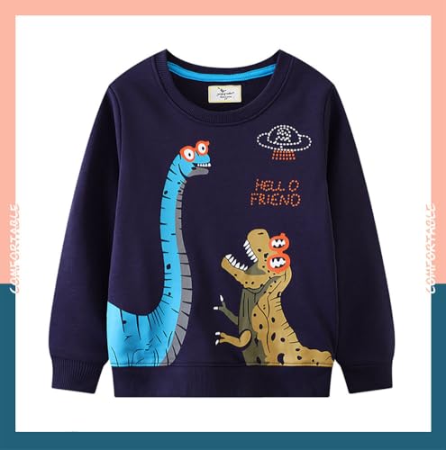 Boys Sweatshirts Casual Sweatshirts Cotton Sweatshirts Long Sleeve T-shirts Crew Neck Cartoon Tops for Boys-1063