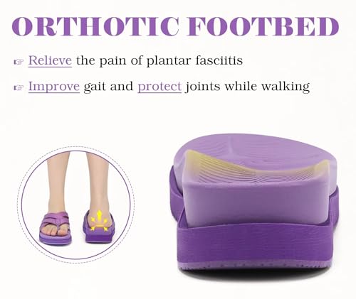 Image of KuaiLu Womens Dressy Orthotic Flip Flops Trendy Comfortable Cushion Recovery Walking Criss Cross Thong Sandals Lightweight Yoga Foam Summer Slides with Plantar Fasciitis Arch Support