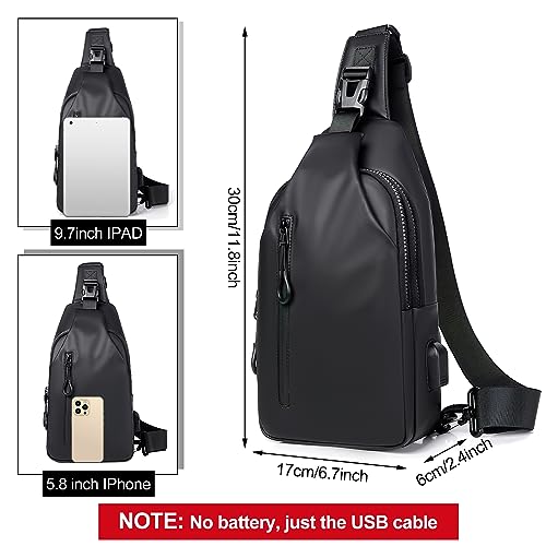 Jupsk Sling Bag Crossbody Backpack Chest Shoulder Bag Waterproof Sling Rucksack Bag for Men Women Lightweight Casual Daypack Backpack with USB Charging Port for Sports Traveling - Image 3