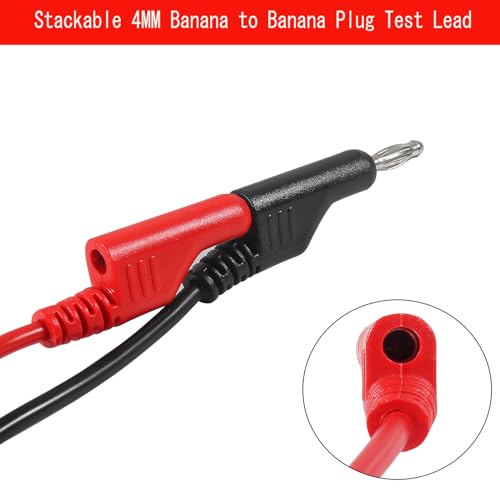 Image of 4PCS 4MM Stackable Banana to Banana Plug Test Leads Banana Plug Test Cables for Electrical Testing (2 Red and 2 Black)