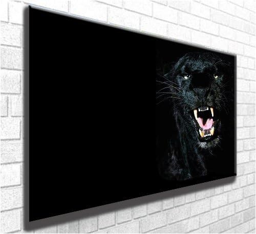 Wildlife Canvas Art Black Panther Print - Stunning Canvas Giclee Art Print Wall Art - Framed Ready to Hang in your home interior (30" x 20")