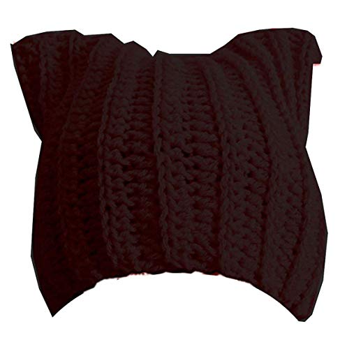 Bonnet tricoté main oreilles de chat pour femme style automne et hiver