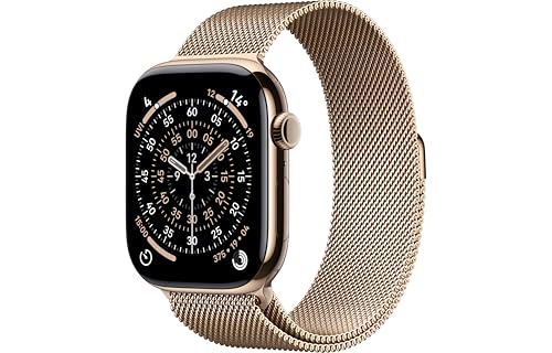 Apple Watch Series 11 [GPS + Cellular, 46mm] Gold Titanium Case with Gold Milanese Loop - [M/L] - Sleep Score, Fitness Tracker, Health Monitoring, Always-On Display, Water Resistant