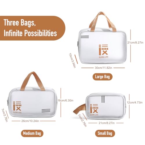 Image of HOOPOES 3-Piece Toiletry & Cosmetic Bag Set - Waterproof Travel Organizer for Makeup, Toiletries, and Accessories - Compact, Durable, Stylish Storage Bags for Women & Men