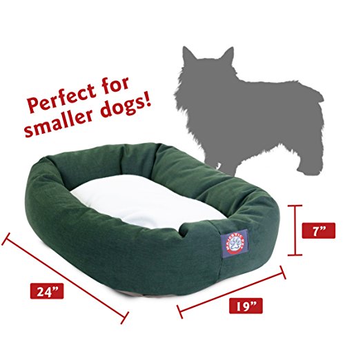 Image of Majestic Pet 24 inch Green & Sherpa Bagel Dog Bed Products, 24.0 inchL x 19.0 inchW x 7.0 inchTh