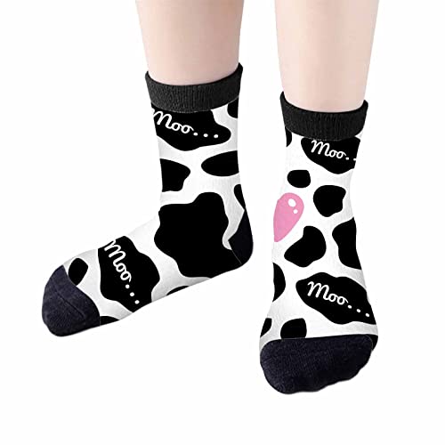 Image of Red Striped Crew Socks for Woman Size 6-8 Christmas Tree Moose Snowflake Dots Lines Girls Socks