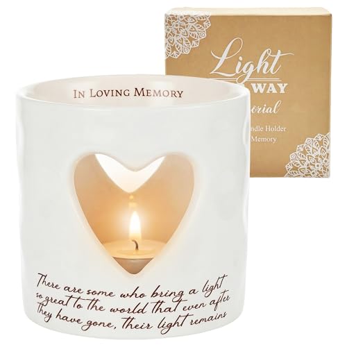 Sympathy Gifts for Loss of Mom, Ceramic Bereavement Votive Candle Holders Gifts, Memorial Gifts for Loss of Mom, Condolences Grief Gift for Loss, in Memory of Loved One (with 10 Tealight Candles)