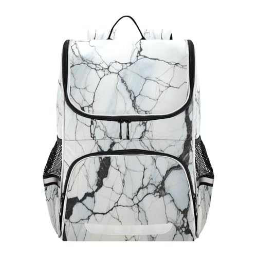 Sac à dos étudiant marbre abstrait doré à grande capacité