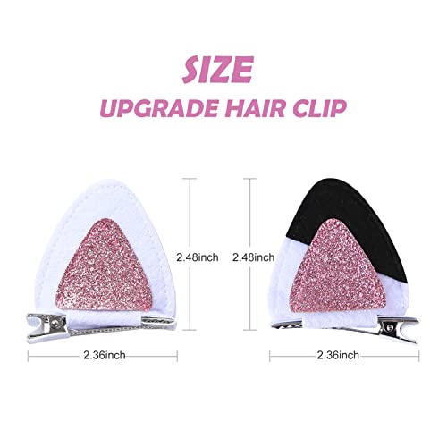 Pinzas para el cabello con orejas de gato rosa brillante miniatura 2
