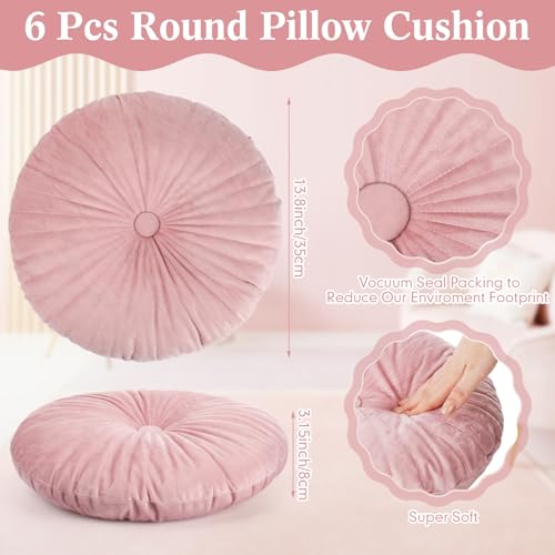 Namalu 6 Pcs 13.8 Inch Floor Cushions for Classroom Seat Cushion Assorted Colored Floor Cushion Velvet Round Throw Pillow Classroom Seating for Kids Adult Preschool Playroom Daycare Nursery Elementary