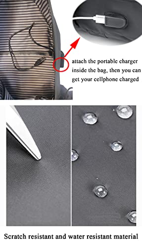 Mochila deportiva de nailon ligera resistente al agua con puerto USB miniatura 7