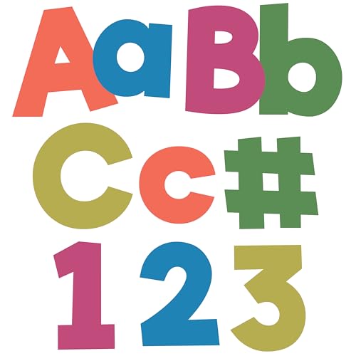 Image of Carson Dellosa Woodland Brights 219-Piece Prepunched Bulletin Board Decorations, 4 inch Colorful Letters, Numbers, and Symbols for Party, Back to School Decorations, and Classroom Decor