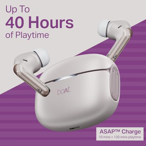 Image of Boat Airdopes 219, 4Mics ENx, 40H Battery, Best in Segment for Calling, Stream Ad Free Music via App Support, Bluetooth Earbuds, TWS Ear Buds Wireless Earphones with mic (Ivory Mist)