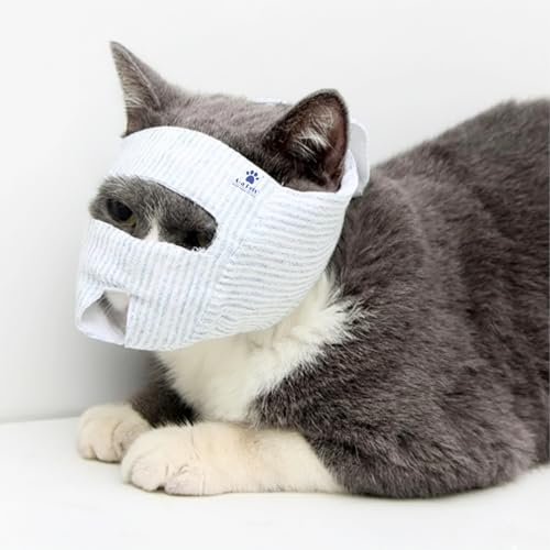 Image of A+a Pets' MAA Cat Muzzle | Anti-Bite Mask | Soft & Breathable Cotton (Eyes Open, S)