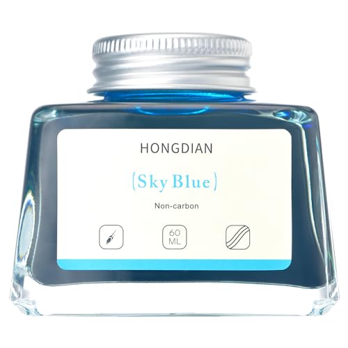 Image of Hongdian Fountain Pen Bottled Ink Sky Blue Color, 60ml Non Carbon Inkwell Bottle, Artist Calligraphy Ink