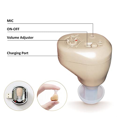 Aparelho auditivo recarregável, Aparelho auditivo invisível mini Cic. Dispositivo recarregável do am
