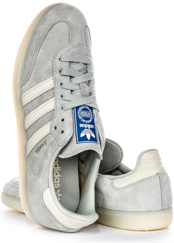 Image of adidas Samba Og Men's 3-Stripes Retro Contrast 70S Trainers (Light Blue, US 3.5M /4.5F)