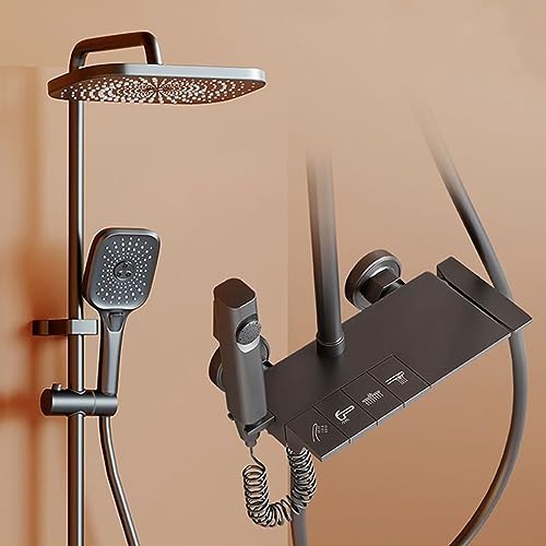 Ensemble de robinet de douche gris anti-calcaire avec bec cascade relaxant