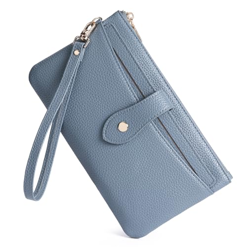 GAEKEAO Wristlet Wallets for Women Clutch Purses RFID Blocking Vegan Leather Card Phone Holder with 10 Card Slots 2 ID Window