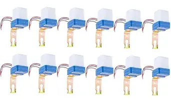 Builtronics(BTI-301) : Automatic Light On-Off Day-Night Photocell Sensor Switch 220 Volt(up to1300Watt) for Lights, Water Proof, 18 Months Warranty, Customer Care Support, Waterproof(Set of 12)