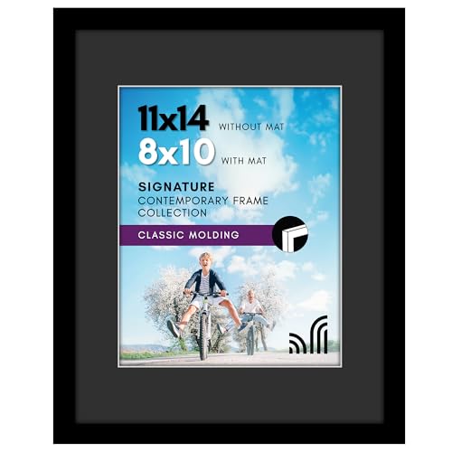 Americanflat 11x14 Picture Frame - Matted to 8x10 - Engineered Wood - Black
