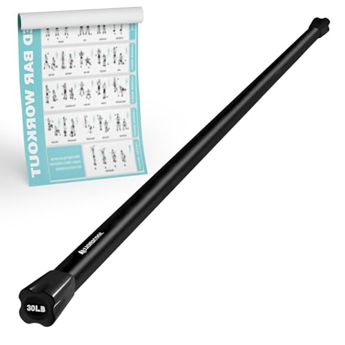 LIONSCOOL Workout Weighted Bar,Padded Exercise Weight Bar, Solid Steel Stretching weighted bar set for Body Sculpting, Physical Therapy,Body Toning (30LB)