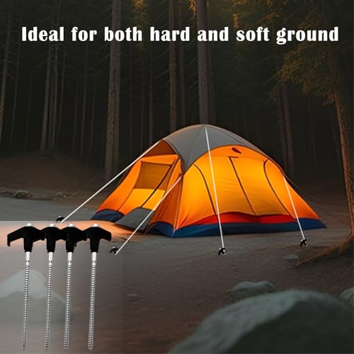 Nexboraque 20 Pack Screw in Tent Stakes, 8 Inch Heavy Duty Ground Anchors with Hex Head Drillable Tent Pegs Camping Stakes for Patio, Garden, Canopies, Grassland, Outdoor (Black)