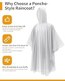 Hitituto Rain Ponchos Family Pack – Disposable Poncho for Kids&Adults with Drawstring Hood, Waterproof, Lightweight & Breathable, Clear & Assorted Colors – Emergency Raincoat for Travel, Theme Parks