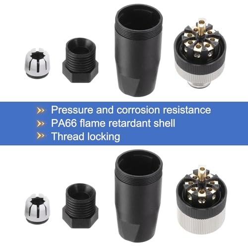 MECCANIXITY 2Pcs 8 Pin M12 Macho Conector Aviación miniatura 3