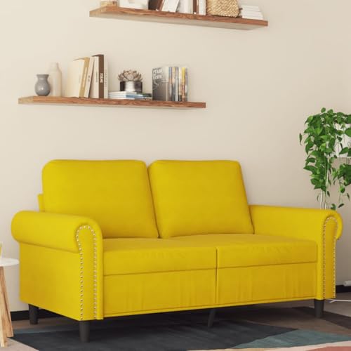 Hommdiy 2-Sitzer-Sofa Gelb 120 cm Samt Relaxsofa für Wohnzimmer Polstersofa Samtsofa Zweisitzer