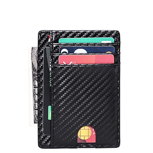 スリムレザーウォレット メンズ レディース クレジットIDカード バッジホルダー 財布 マネーケース カーボンファイバー ウォレット ミニ(カラー:E、サイズ:11.5×8cm)