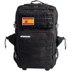 ELITRAINX Mochila 25L Tactica Militar Bandera España Impermeable para Deporte, Gimnasio, Aire Libre Oxford 600D by ELITEX TRAINING (Negro)