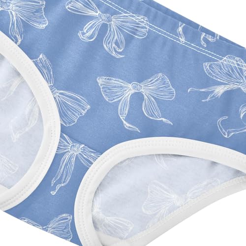 Wusikd White Bows Blue Girls' Underwear Cotton Girls Briefs Soft Toddler Underwear 2T4