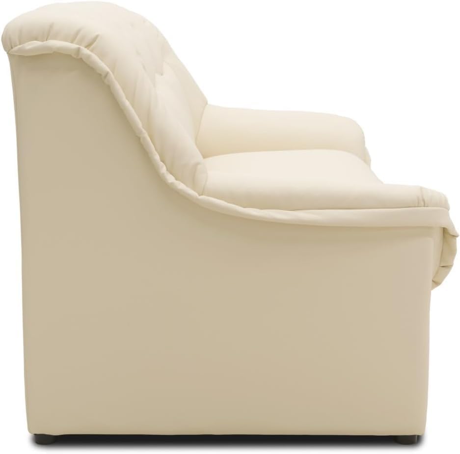 DOMO. collection Collection Berlin Sofa/klassisches 3er Sofa/Zeitlose Garnitur mit weichem Kunstleder/Maße: 178/90/89 cm (B/T/H) / Farbe: beige (weiß), 155113002584