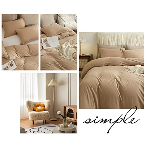 Vclife Camel Duvet Cover Queen Boho Style Duvet Covers With Zipper, Soft 3 Pieces Bedding Sets, 1 Queen Camel Duvet Cover And 2 Pillow Shams, Ultra Soft And Easy Care Queen Bedding Collections #TOP3