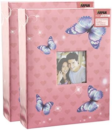 Arpan Photo Album 6x4"/10 x 15cm for 200 Photos, Slip in Case Padded Album Pack of 2 (Burgundy Padded)