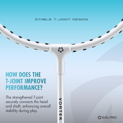 Image of SOLPRO VORTEK 3000 Badminton Racket Set (2 Pcs) with 3 Shuttlecocks for Beginners & Intermediate, Adult & Kids with Full Cover Bag, Lightweight Durable Racket for Practice & Match (White /Blue)