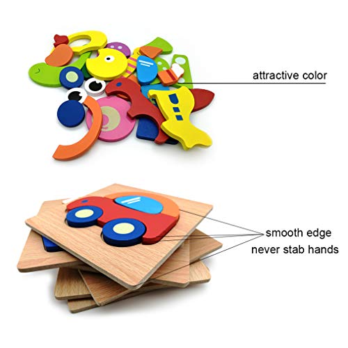 6 Sets Zooshine Wooden Animal Pegged Puzzles for Toddler 1 2 3 4 Parent-Child Games Educational Toy Gift for Toddlers